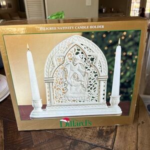 Vintage Dillards Trimmings Filigree Nativity Candle Holder New in box